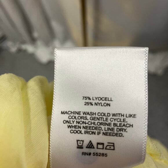 Express Button Front Lightweight Sheer Yellow Blouse Womens small Beach‎ summer - Picture 4 of 14